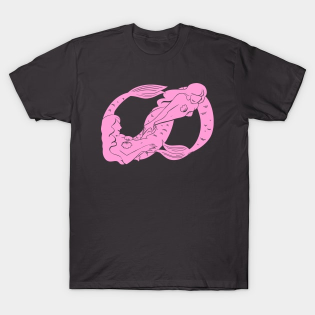 Gay Infinity Mermaids- Pink T-Shirt by VenaCoeurva